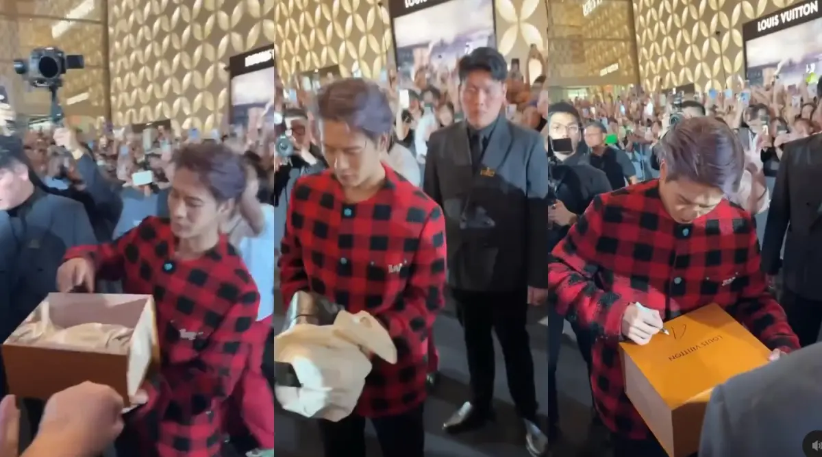 ▲韓團GOT7香港籍成員王嘉爾（Jackson）是Louis Vuitton（LV）的全球品牌大使之一，他在活動上大方送LV給粉絲，寵粉舉動驚呆人。（圖／翻攝musetv_hk IG）