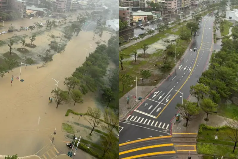 ▲高雄地區因凱米颱風帶來的豪大雨量，淹水災情頻傳。（圖／臉書粉專「貓與邪佞的手指」授權提供）