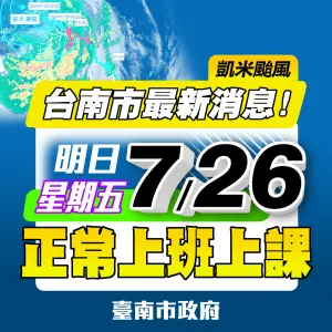 風力雨量未達停班停課標準　南市府宣布明照常上班上課
