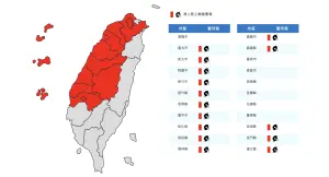 ▲基隆、宜蘭、花蓮、台南、高雄已脫離凱米颱風暴風圈，嘉義以北、澎湖、馬祖及金門仍被籠罩。（圖／中央氣象署）