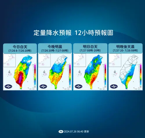 ▲中南部仍要慎防豪大雨，雨勢將一路下到週六過後。（圖/中央氣象署）