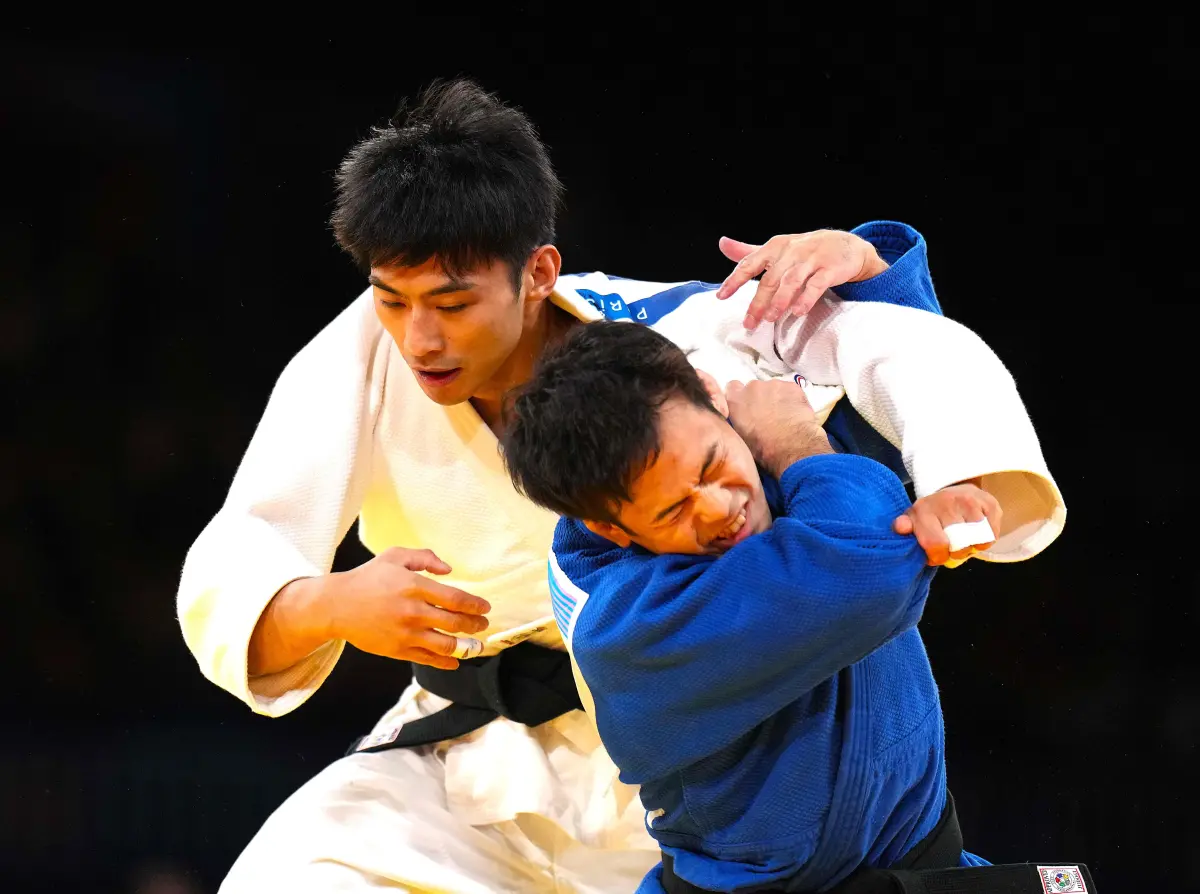 ▲巴黎奧運敗部復活賽第一場敗給宿敵永山龍樹遭淘汰，賽後楊勇緯掉下男兒淚。（圖／中華奧會提供）