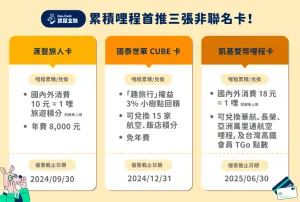 國內3張非聯名卡可快速累積哩程。(圖/袋鼠金融提供) ▲國內3張非聯名卡可快速累積哩程。(圖/袋鼠金融提供)