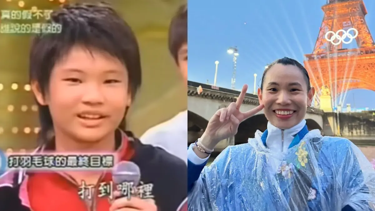 ▲戴資穎在17年前曾上過《我猜》！在節目中曝光打球「終極目標」，王傳一看影片嚇傻：「完全忘記我曾問過。」（圖／Youtube、戴資穎IG）