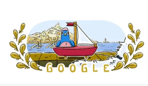 ▲Google Doodle 今（2）換成了帆船，意味奧運帆船比賽進入決賽了。（圖／Google首頁）