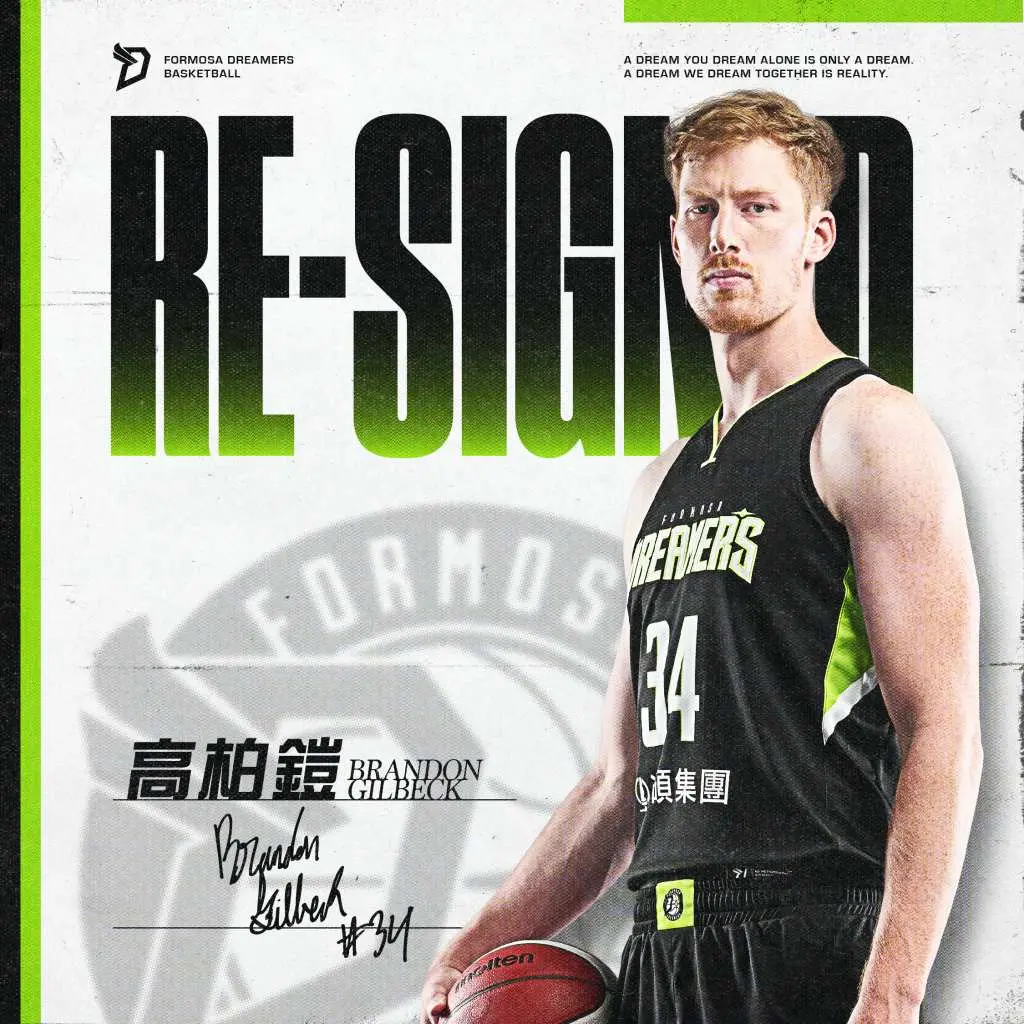▲福爾摩沙夢想家於今（2）日宣布與吉爾貝克(Brandon Gilbeck)完成續約，下個賽季大B將登錄中文名字高柏鎧，與夢想家一起征戰全新的台灣職業籃球大聯盟(TPBL)2024-25賽季。（圖／夢想家提供）