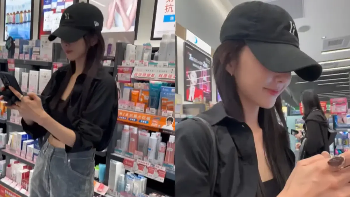 ▲藥妝店偶遇水蛇腰正妹，身分是一線台劇、國片女神。（圖／邵雨薇IG）