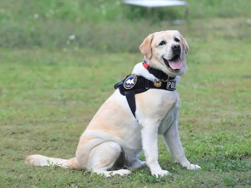 ▲名警犬「福星」今年退役了，被領犬員林志倫預訂領養，開啟歡樂退休犬生。（圖／翻攝IG@labrador__fuxing）