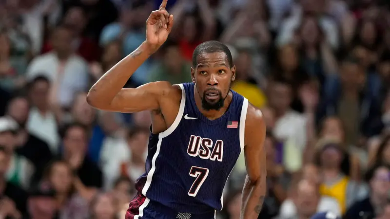 ▲美國球隊隊史得分王「KD」Kevin Durant8強戰將出戰巴西隊。（圖／美聯社／達志影像）