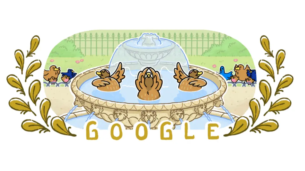 ▲今（5）日Google Doodle是「水上芭蕾 奧運」，3隻小鳥動作一致，舞姿超療癒。（圖／取自Google Doodle）