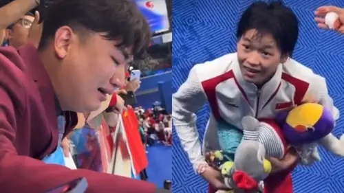 ▲全紅嬋跳水奪金，哥哥全進華在觀眾席「爆哭」。（圖／翻攝自抖音）