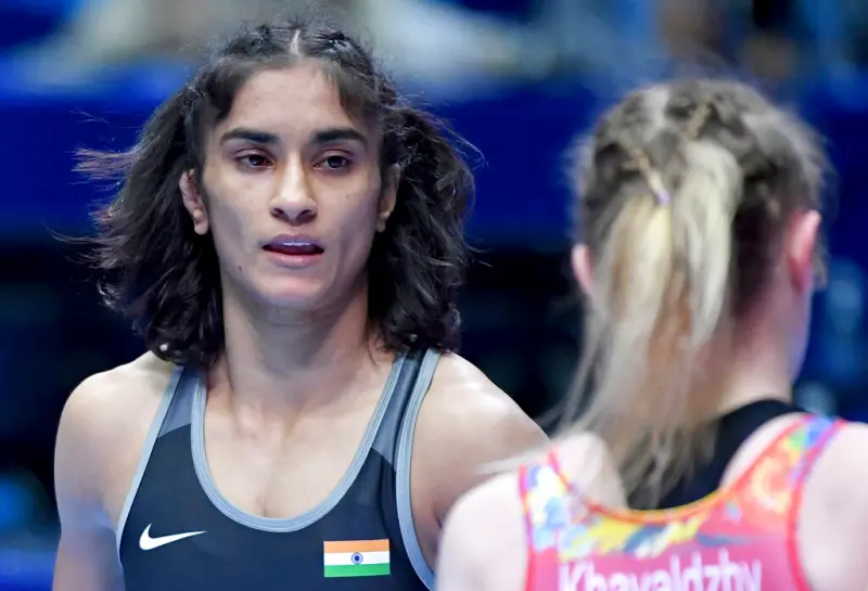 ▲印度角力女將弗加特（Vinesh Phogat）的爭金機會，因被認定體重超過100公克而喪失，印度體育部門首長曼達維亞（Mansukh Mandaviya）表示，印度奧會已經提出強烈抗議。（圖／美聯社／達志影像）