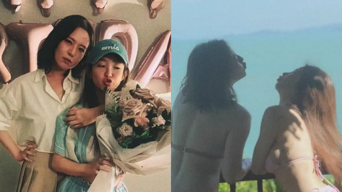 ▲女演員劉品言（左圖左、右圖左）在昨（8）日迎來了36歲生日，作為好閨蜜的女神郭書瑤（左圖右、右圖右）也曬出與劉品言的雙人比基尼合照獻上祝福。（圖／郭書瑤 臉書）