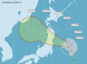 ▲輕颱瑪莉亞預計明天晚間至後天上午登陸日本，影響本州地區，登陸日本陸地後繼續往日本海前進。（圖／取自中央氣象署）