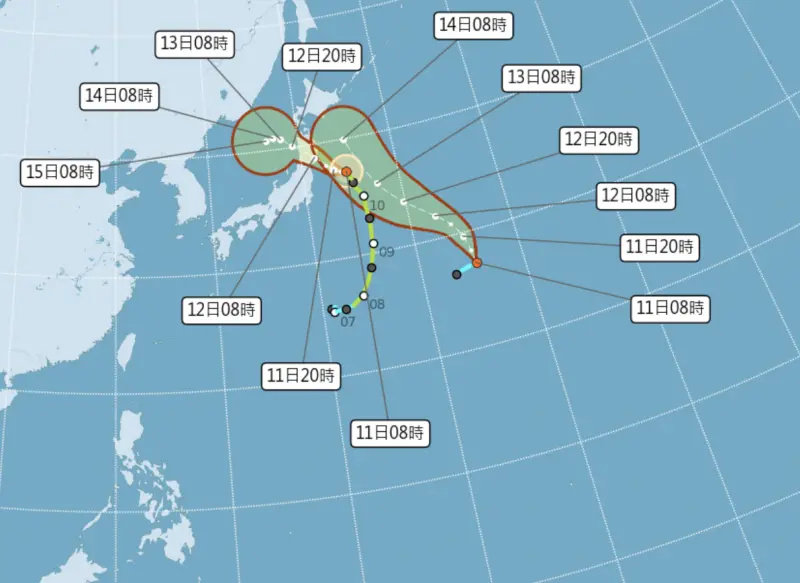 ▲瑪莉亞颱風前幾日生成後，今（11）日晚間颱風「山神」也有機會生成。（圖／中央氣象署）