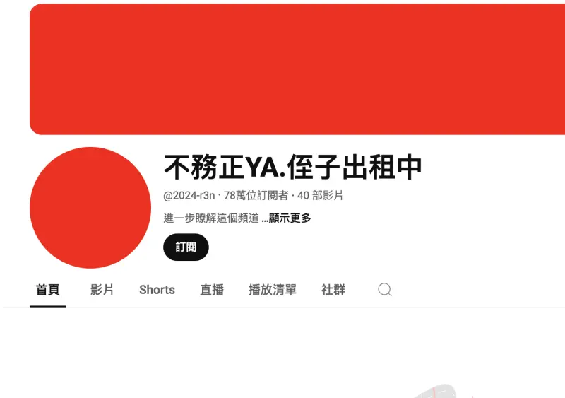 ▲「羅時豐DL.不務正Ya」YouTube頻道也改名為「不務正YA.侄子出租中」，所有影片已被清空。（圖／YouTube）
