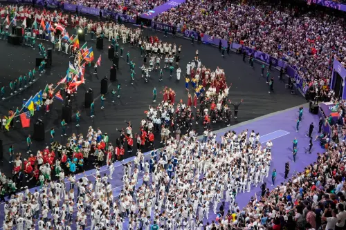 ▲2024年巴黎奧運閉幕式，法國國家體育場（Stade de France）舉行，長度約2小時15分鐘。（圖／美聯社／達志影像）