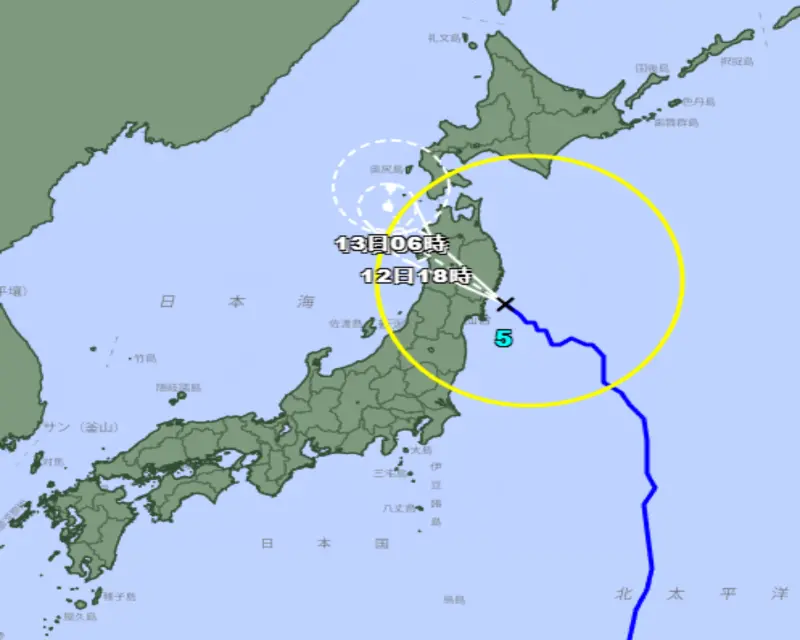 ▲輕颱「瑪莉亞」預計今天在日本東北地區登陸。（圖／翻攝自日本氣象廳）