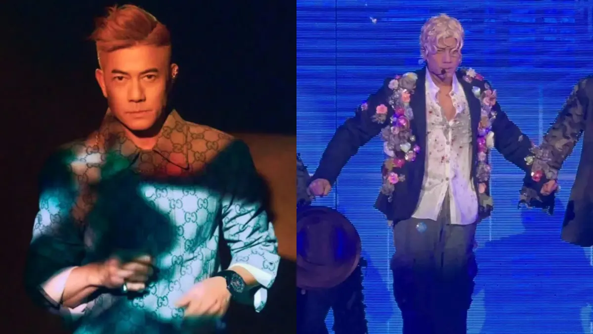 ▲郭富城13日在香港展開「ICONIC世界巡迴演唱會」，不過他多變的造型卻引發熱議，尤其他頂著泡麵頭的模樣更讓網友開酸太醜，還紛紛詢問：「得罪造型師嗎？」（圖／微博）