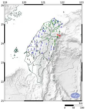 ▲宜蘭近海發生芮氏規模5.7地震。（圖／中央氣象署）