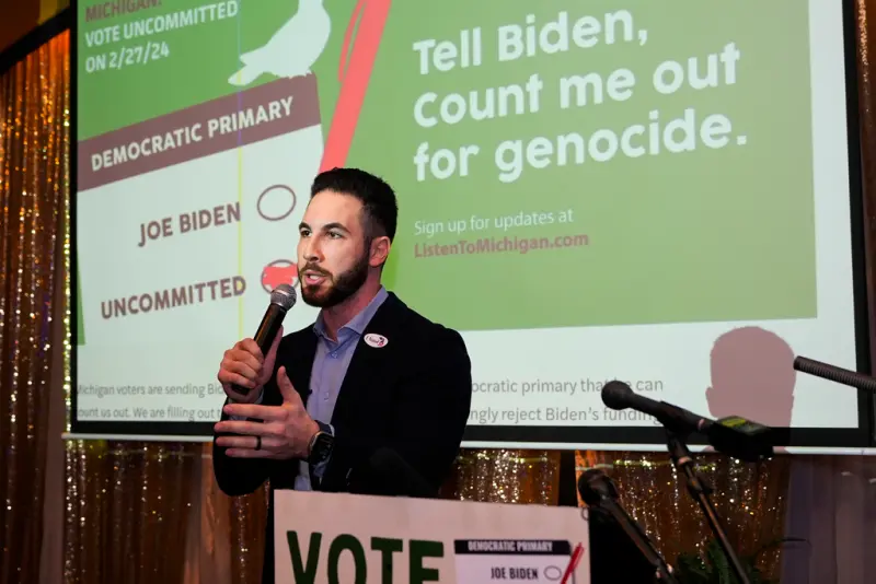 ▲參與「不表態運動」的民主黨人密西根州迪爾伯恩市(Dearborn)的阿拉伯裔市長哈穆德(Abdullah H. Hammoud)。(圖/美聯社/達志影像)