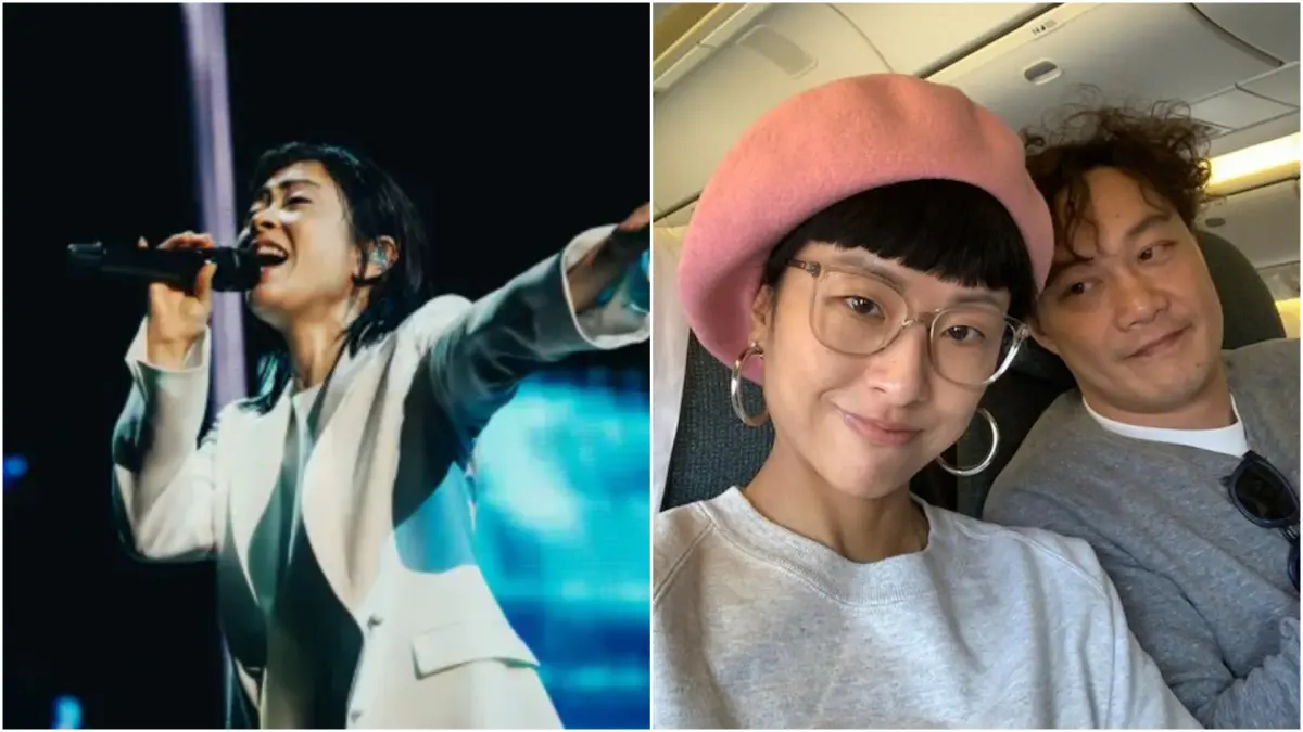 ▲陳奕迅妻子徐濠縈（右圖左）朝聖宇多田光演唱會（左圖）卻把錄下來的片段PO上網，被網友罵翻，徐濠縈事後刪文還喊冤「沒人告訴我」。（圖／大鴻藝術、徐濠縈IG）