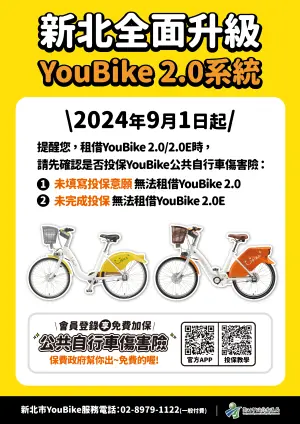 ▲新北市9月1日起全市升級YouBike2.0。（圖／新北市交通局）