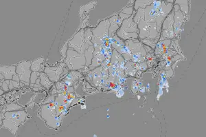 ▲日本氣象廳接連兩天大範圍發布閃電注意報，日本多地今(22)日中午後已開始陸續出現雨勢。（圖／日本氣象廳官網）