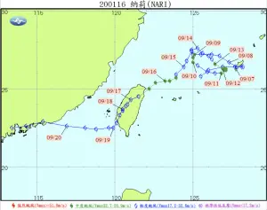 ▲珊珊颱風若真的以美國模式預測路徑侵台，將會和2001年的「納莉颱風」相當類似。（圖／中央氣象署）