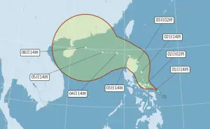 ▲準「摩羯颱風」路徑較難預測，目前以經過巴士海峽、前往南海的機率最高。（圖／中央氣象署）