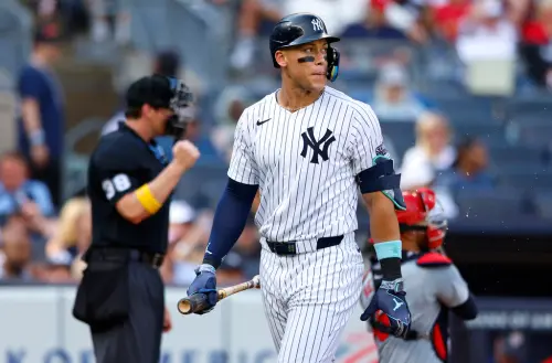 ▲紐約洋基重砲球星「法官」Aaron Judge,單場4打數吞下3次三振,已經連續6場比賽沒有開轟,球隊也吞下近5戰的第4敗。(圖/美聯社/達志影像) ▲紐約洋基重砲球星「法官」Aaron Judge,已經連續6場比賽沒有開轟。(圖/美聯社/達志影像)