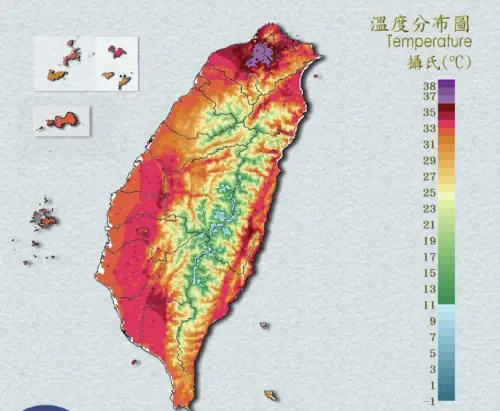 ▲今（2）日全台又悶又熱，尤其大台北、桃竹地區容易有機會出現攝氏37度以上的高溫。（圖／中央氣象署）