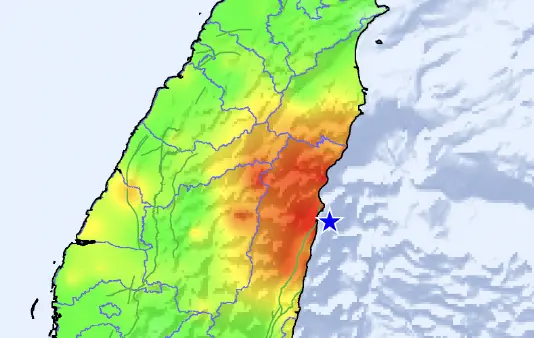 ▲今（2）日下午4時26分，花蓮縣近海發生芮氏規模5.5地震，氣象署表示，本起地震為「花蓮0403規模7.2強震」的餘震。（圖／中央氣象署）