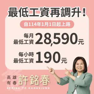 ▲勞動部在今（4）日召開最低工資審議委員會並且做成決議，自114年1月1日起每月最低工資調至28590元，每小時最低工資調至 190元。（圖／許銘春辦公室提供）