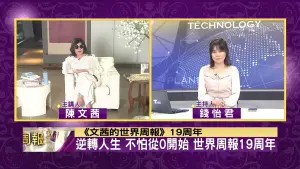 ▲陳文茜與直播主持人錢怡君，在19週年直播節目中線上互動對談。（圖／TVBS提供）