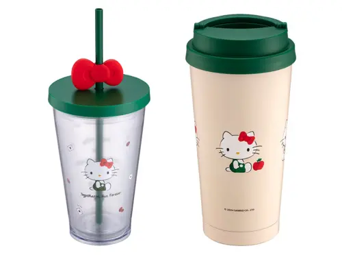 ▲Hello Kitty星巴克聯名商品，左起：「Hello Kitty TOGO冷水杯」800元、「Hello Kitty 16OZ不鏽鋼杯」1380元。（圖／翻攝自星巴克官網）