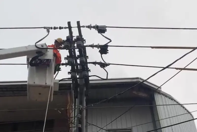 ▲受豪大雨影響，台南東區、仁德區下午一度停電，線路設備故障，目前已全數搶修復電。（圖／台電台南區處）