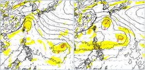 ▲由於台灣附近、南海至菲律賓東方海面、日本南方海面都處於大低壓帶，西北太平洋有多個低壓擾動存在。（圖／「三立準氣象．老大洩天機」）