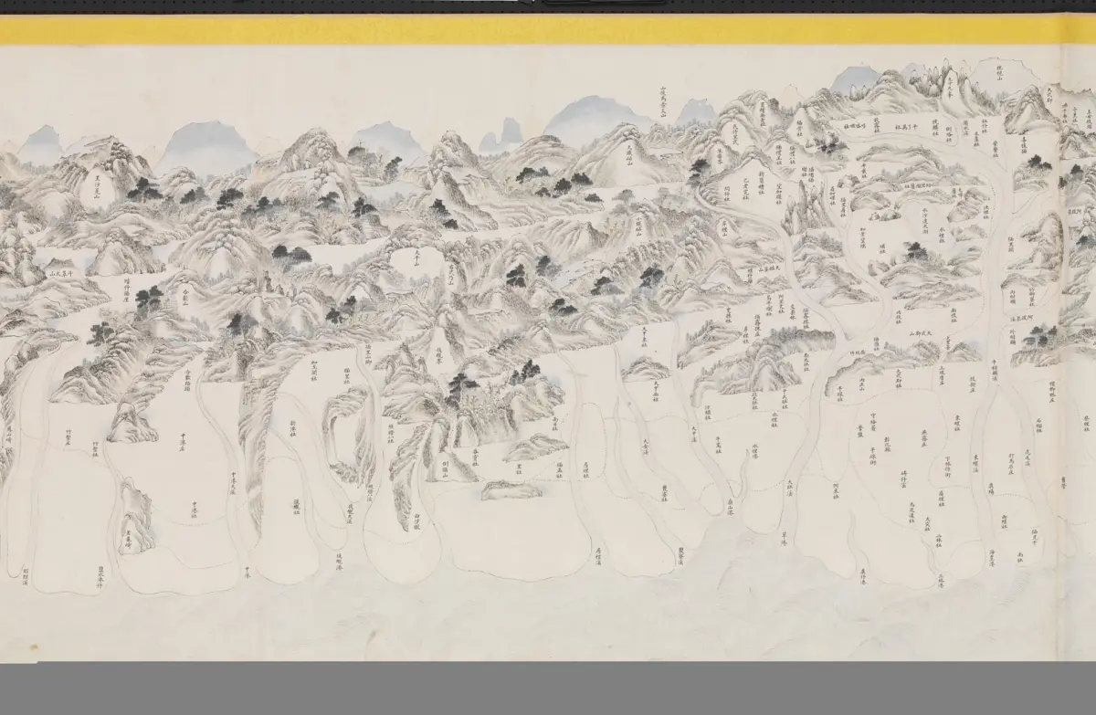 ▲〈台灣圖附澎湖群島圖〉是為「四通八達ー古代道里交通圖籍展」最大亮點。（圖／國立故宮博物院提供）