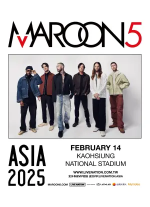 ▲魔力紅（Maroon 5）將在2025年2月14日於高雄國家體育場（世運主場館）開唱。（圖／理想國臉書）