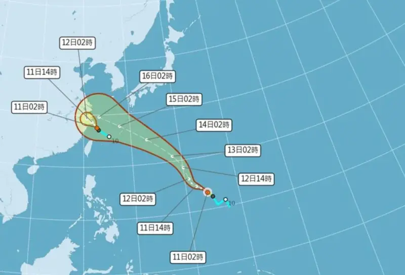 ▲今年第13號颱風「貝碧佳（Bebinca）」在10日晚間生成，雖然目前還距離台灣非常遙遠，預計本週日將會最靠近台灣。（圖/中央氣象署）