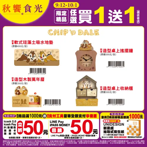 ▲7-11中秋節奇奇蒂蒂聯名週邊買一送一。（圖／7-11提供）