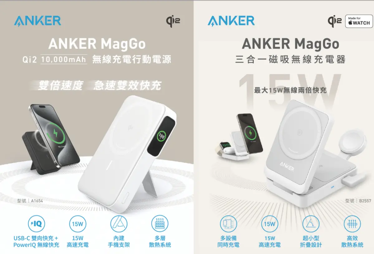 特企／果粉快看！ANKER蘋果系列新品全新 Qi2 配件多設備高效充電