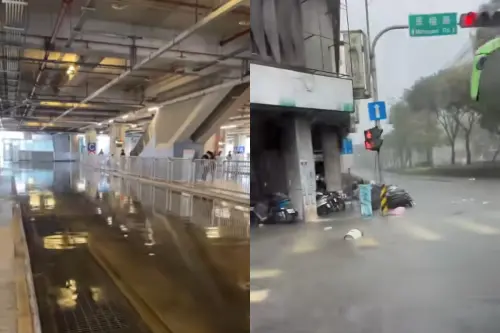 暴雨襲台中！火車站變漂漂河　民權路淹成小溪「水桶載浮載沉」
