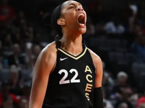 ▲拉斯維加斯王牌球星A'ja Wilson砍下29分，成為WNBA史上首位單季突破1000分的球員。緋聞男友Bam Adebayo隨即在X平台發文祝賀，讓球迷直呼「太閃了！」（圖／取自@TheHoopCentral）