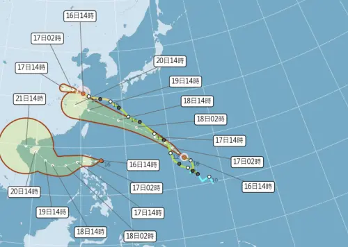 ▲除了葡萄桑、貝碧佳2個颱風之外，菲律賓附近又出現熱帶性低氣壓，明天中秋節有機會增強為蘇力颱風。（圖／中央氣象署）