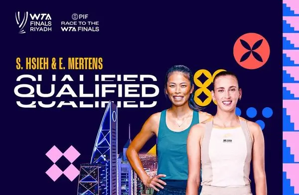 ▲WTA（職業女網總會）今（17）日宣布，由「台灣一姊」謝淑薇／梅騰絲（Elise Mertens）組成的女雙組合，確定取得年終總決賽門票，有望挑戰爭奪1525萬美元（約合4.9億元新台幣）獎金。（圖／翻攝自WTA官網）