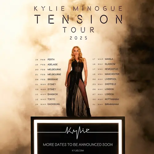 ▲凱莉米洛公布世界巡演「Kylie Minogue Tension Tour 2025」的全球場次。（圖／凱莉米洛IG）