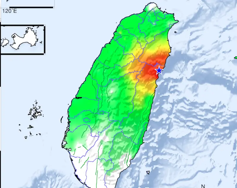 ▲今日晚間18時51分，花蓮秀林鄉發生芮氏規模5.3地震，最大震度4級，北台灣也搖晃明顯，而今日正是921大地震滿25周年的日子。（圖／中央氣象署）