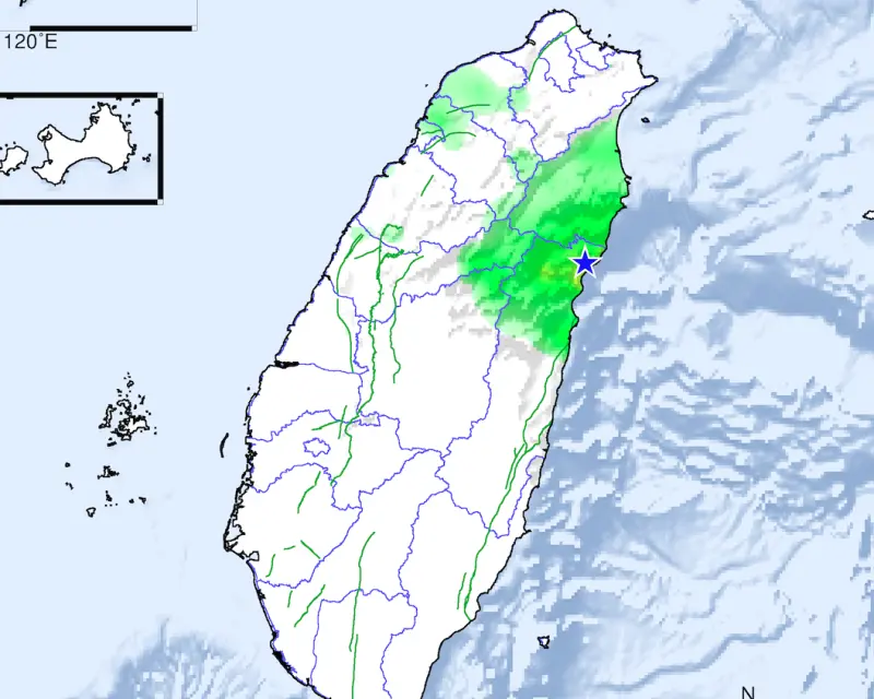 ▲花蓮今日晚間18時51分起，1分鐘內發生連2起地震，雖然正好滿921大地震25周年，但氣象署指出，今日單純就是0403餘震。（圖／中央氣象署）